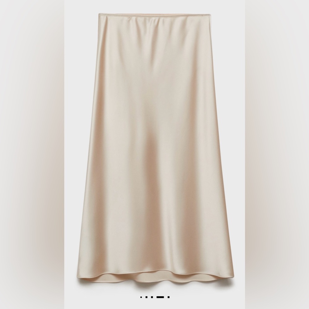 Mango Satin Cream Midi Skirt